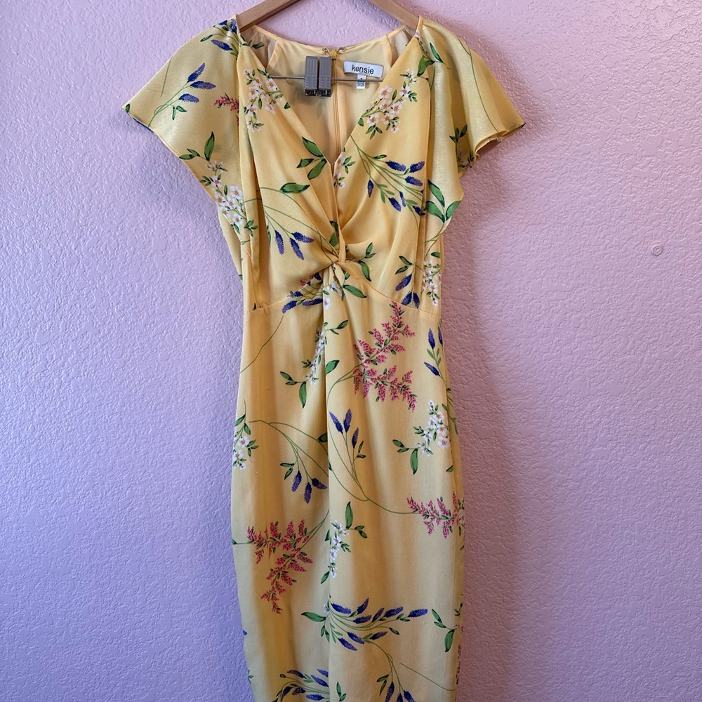 Kensie Yellow Floral Midi Dress